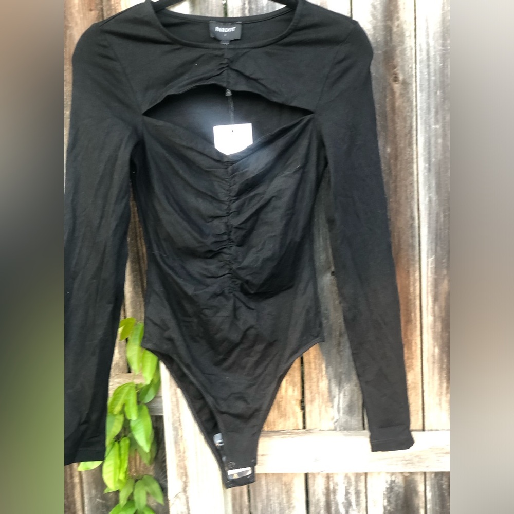 Black Long Sleeve Bodysuit by BARDOT